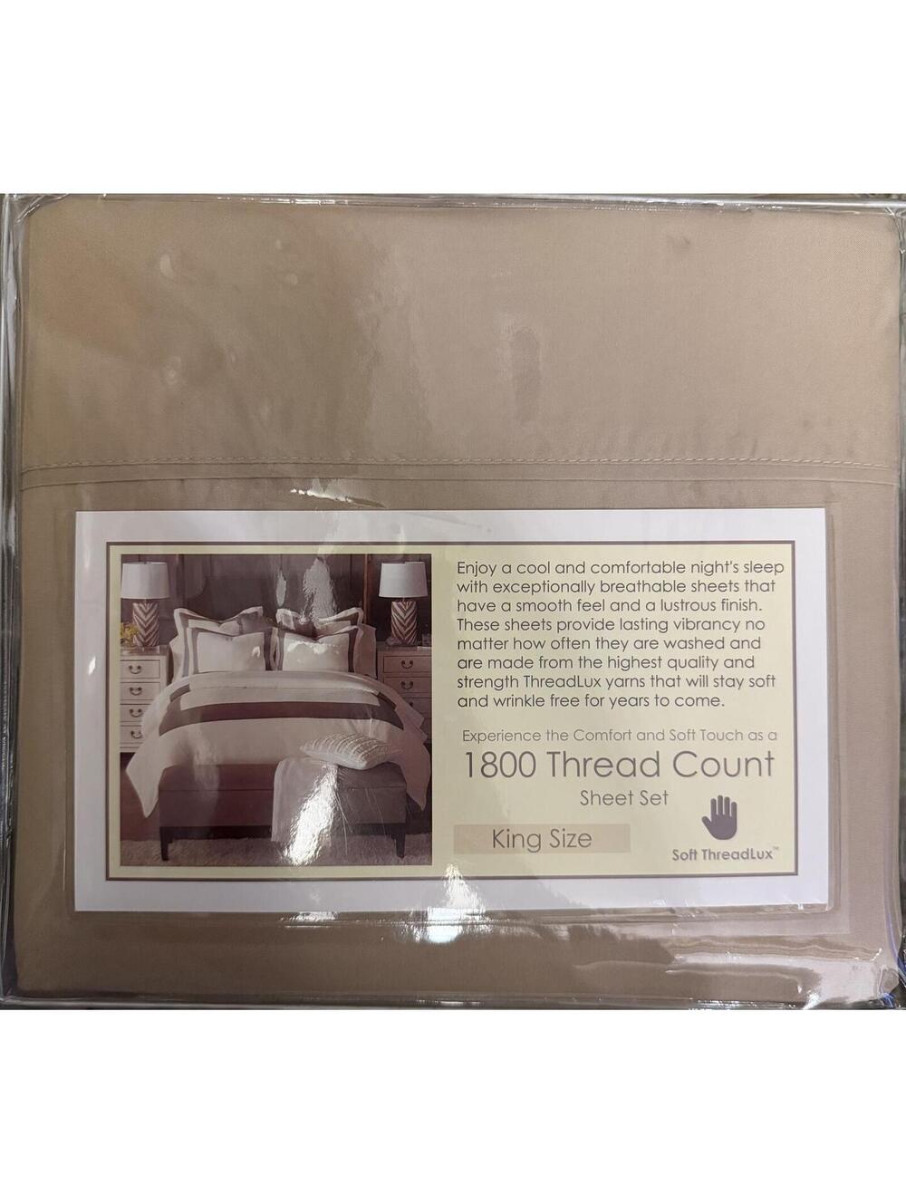 Soft ThreadLux | Beige Bed Sheets | Size King | NIB | 1116